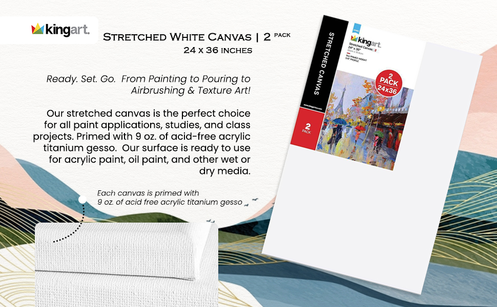 KINGART Stretched Canvas 24 x 36"