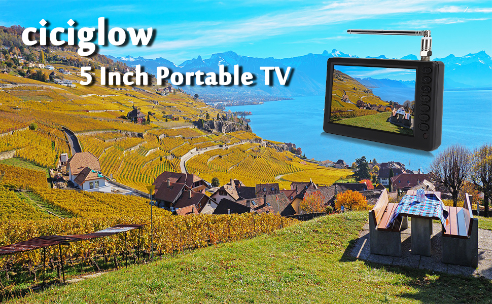 ciciglow Portable TV with Antenna,5 Inch 1080P Digital Mini TV Small