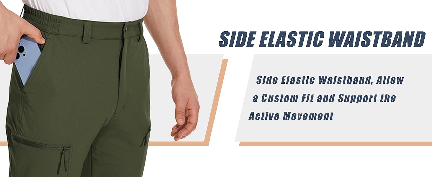 MAGCOMSEN Men's Outdoor Cargo Trousers Climbing Bottoms Quick Dry Tactical Trousers with Zip Pockets 14 MAGCOMSEN Men's Breathable Trousers Durable Sports Trousers Adjustable Waist Walking Bottoms