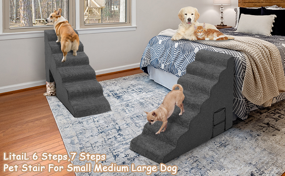 Pet Stairs for High Bed LitaiL Stairs for Dogs to Get on