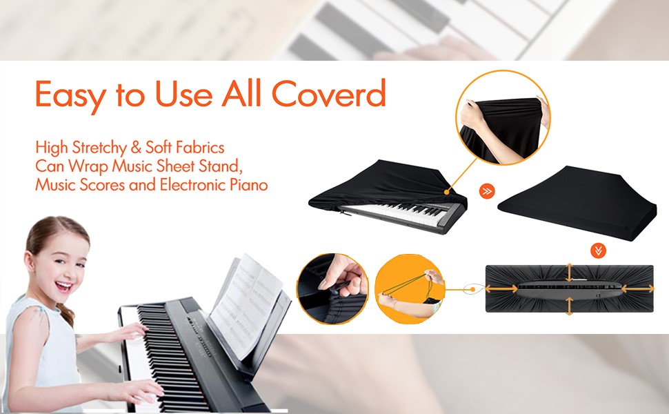 iKiKin Piano Keyboard Cover, Schwarz Flexible Tastatur Klavier