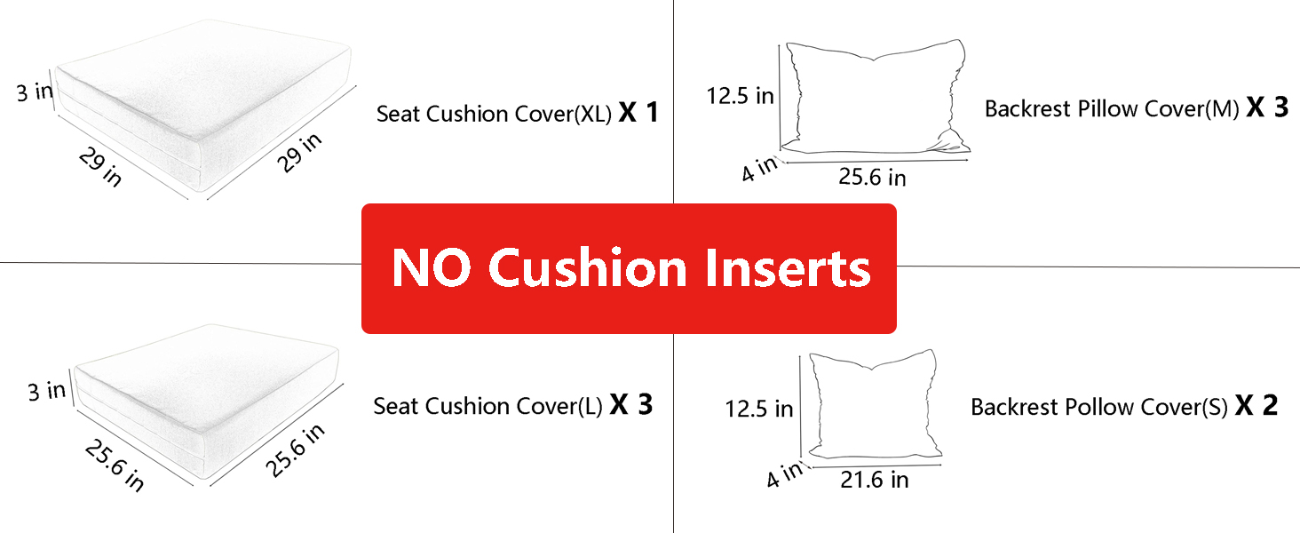 TECOSARA Patio Cushion Covers for 5 Pieces Patio Furniture