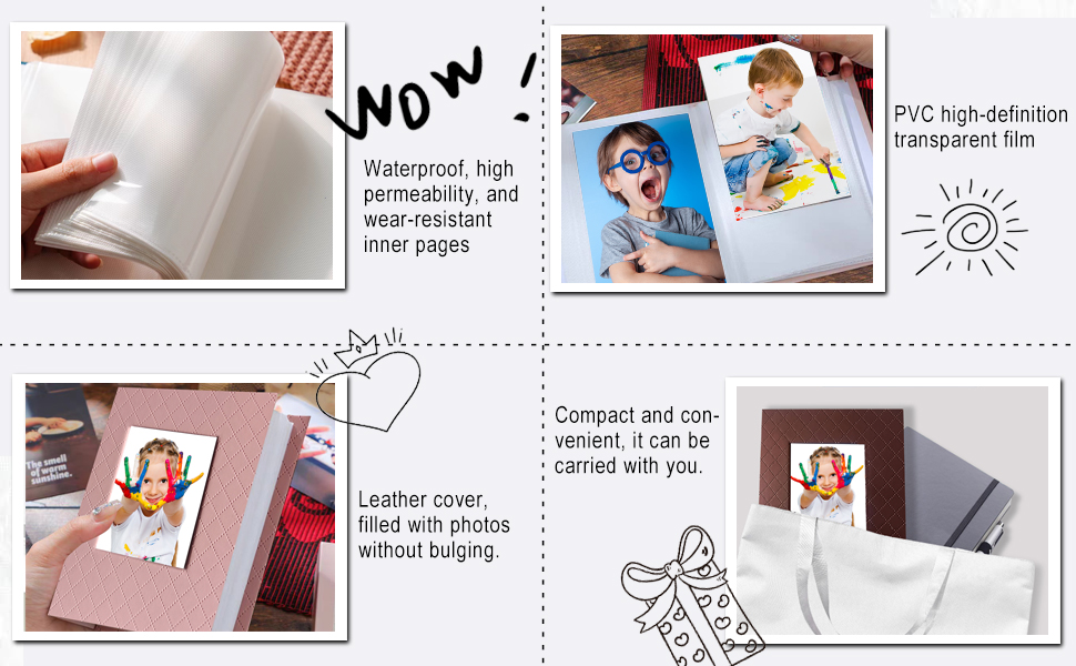 Zoview Art Small Portable Photo Album 4x6, Each 28 Clear