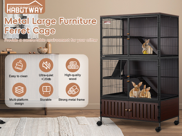 Alibaba Cave　オットマン Amazon.com : HABUTWAY 60''H Metal Large Ferret Cage, Rolling