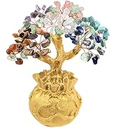 rockcloud Crystal Money Tree with Golden Money Bag, Feng Shui Cabinet Decoration for Wealth and L...
