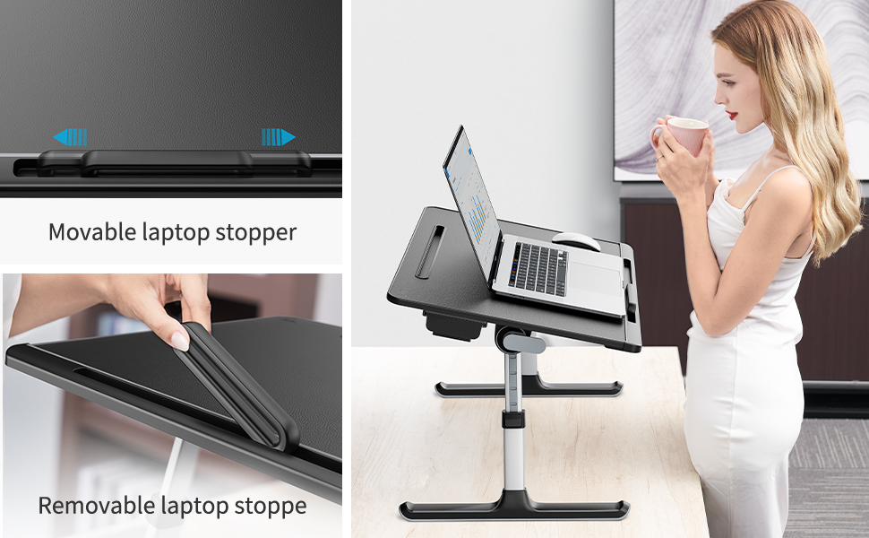 Laptop Bed Tray Desk, SAIJI Adjustable Laptop Stand for Bed, Foldable