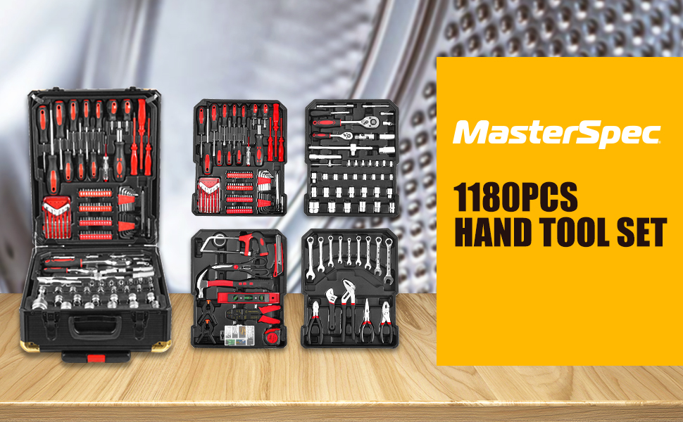 MasterSpec Professional 1180PCS Hand Tool Set Aluminum Case Tool Kits
