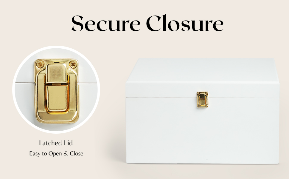 VIRTUVARA White Wooden Keepsake Box Durable Large Wooden