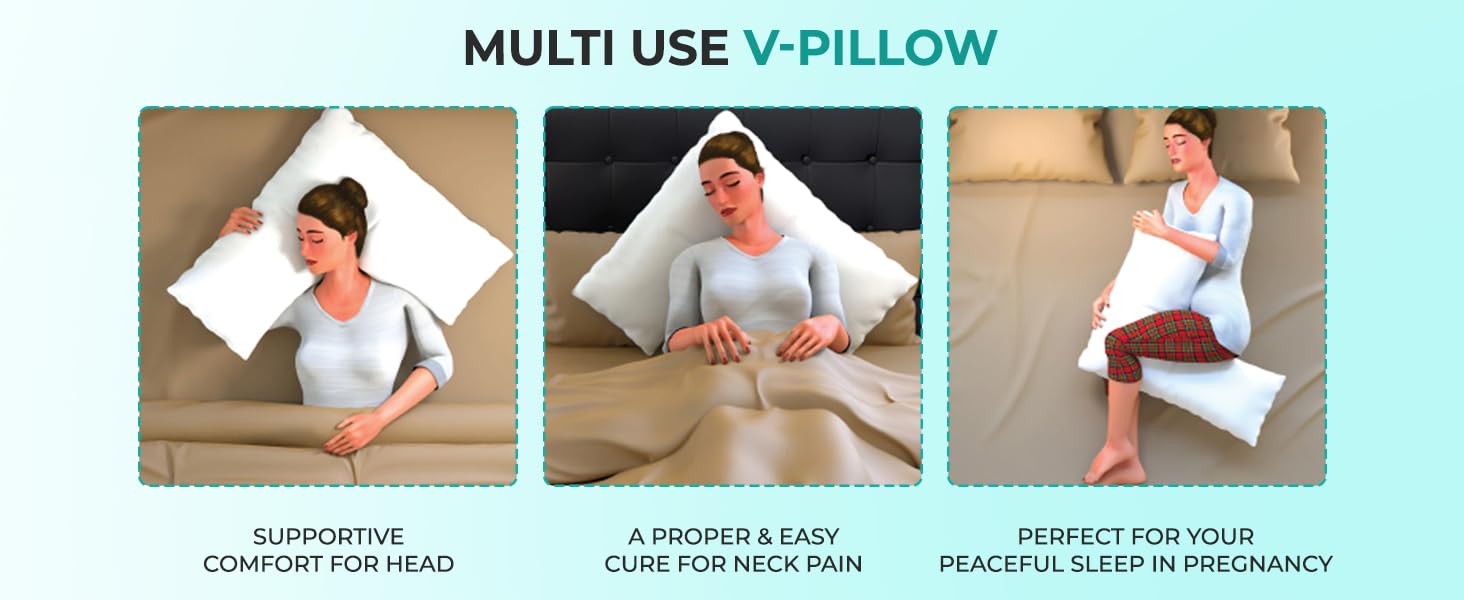 Advent V Pillow with Removable Cover, Orthopedic Supportive Pillow for