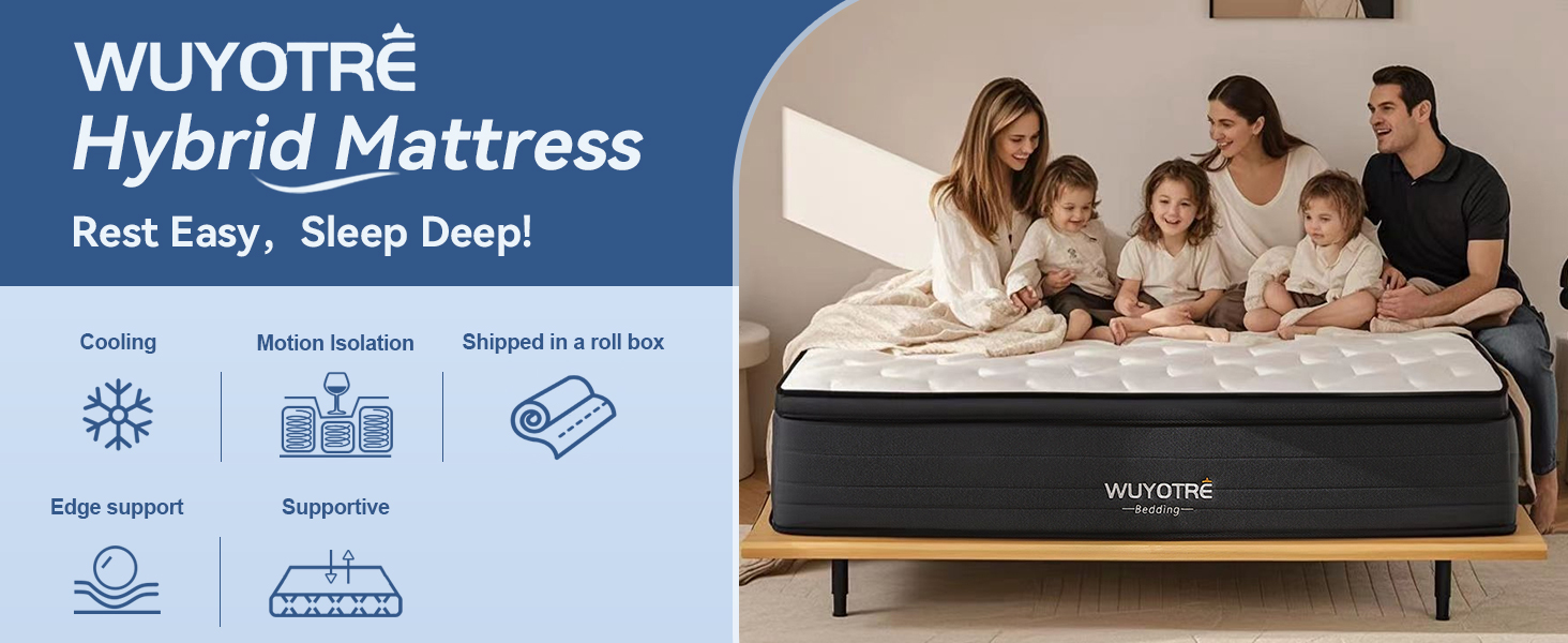 Memory foam hybrid mattress in a box