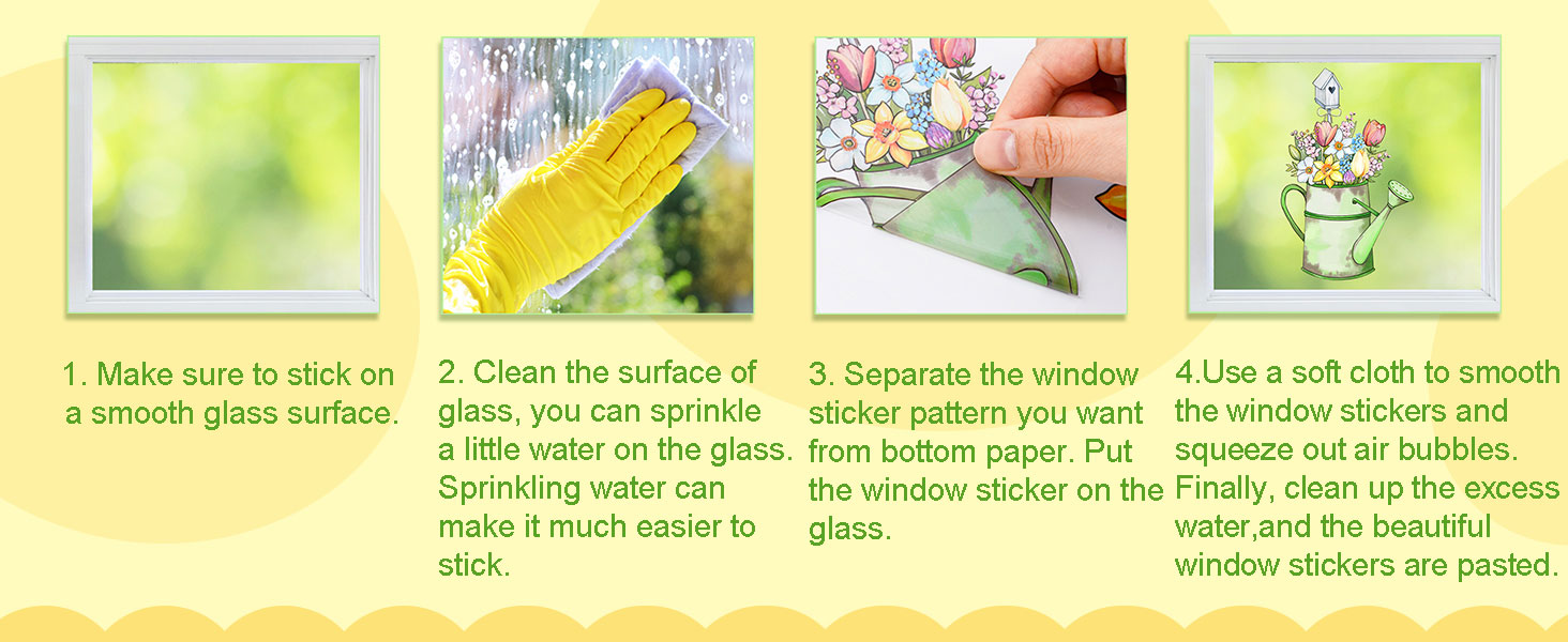 Whaline 106Pcs Spring Window Clings Watercolor Spring Gnome ... 9 WH7171 Spring Window Clings Watercolor