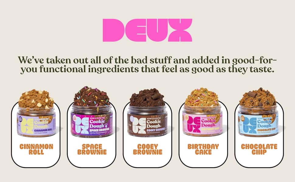 DEUX Vegan Cookie Dough Gluten Free Cookies, Healthy
