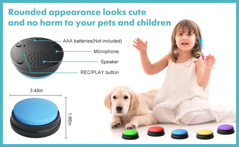 Dog Buttons Talk Training Set for 5,Recordable Speaking Buttons for Pet ...