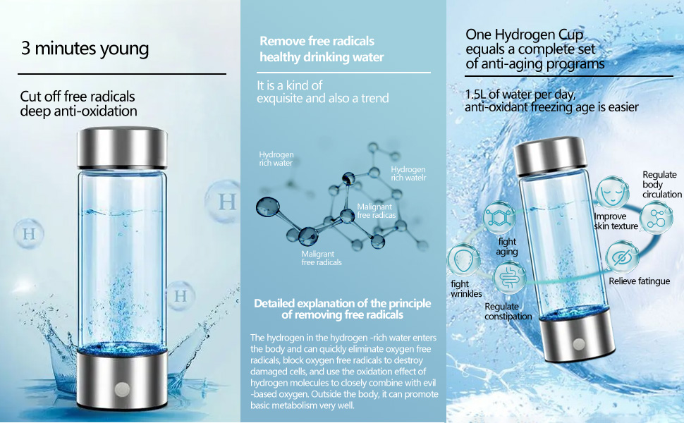 Govel Portable Hydrogen Water Generator Bottle SPE PEM