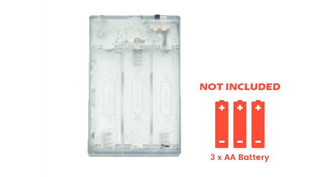 3 AA batteries needed (NOT INCLUDED)