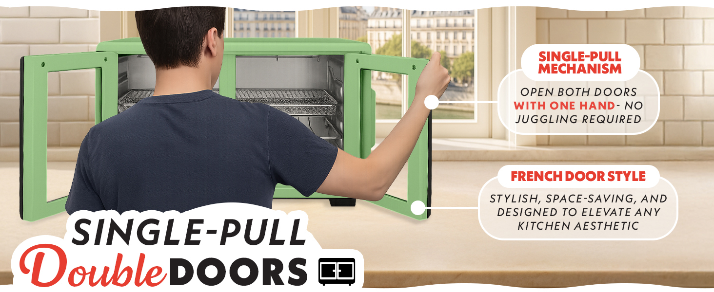 Single pull double door design air fryer