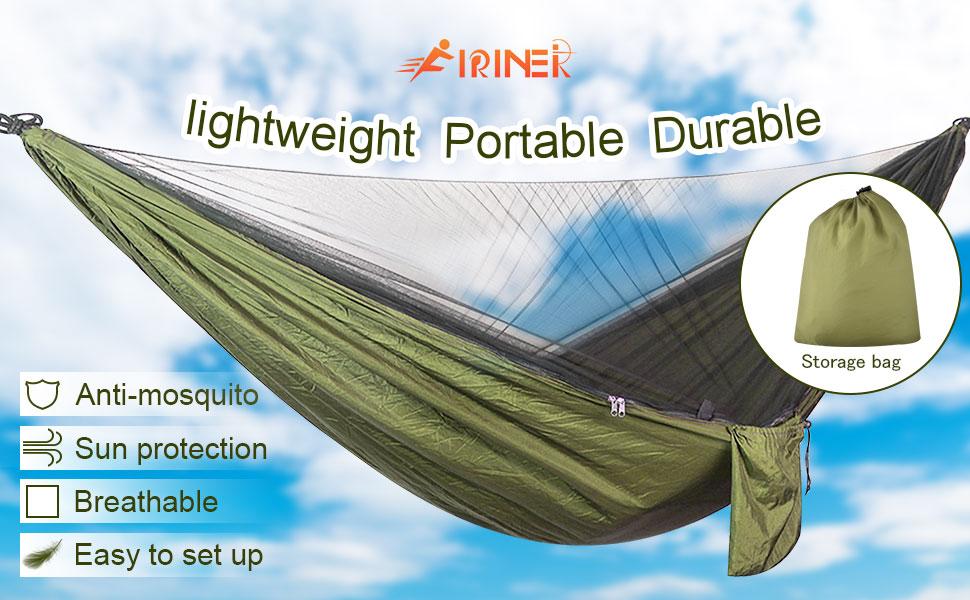FIRINER Camping Hammock with Rain Fly Tarp and Mosquito Net Tent Tree