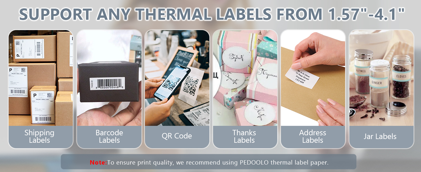 prints various sizes 1 inch 4 inch qr code address label jar shipping barcode thanks