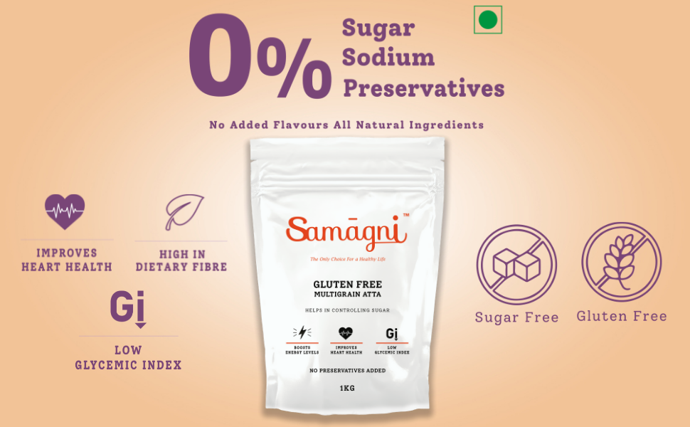 Samagni Multigrain Gluten Free Atta 1 kg Diabetic Friendly Atta