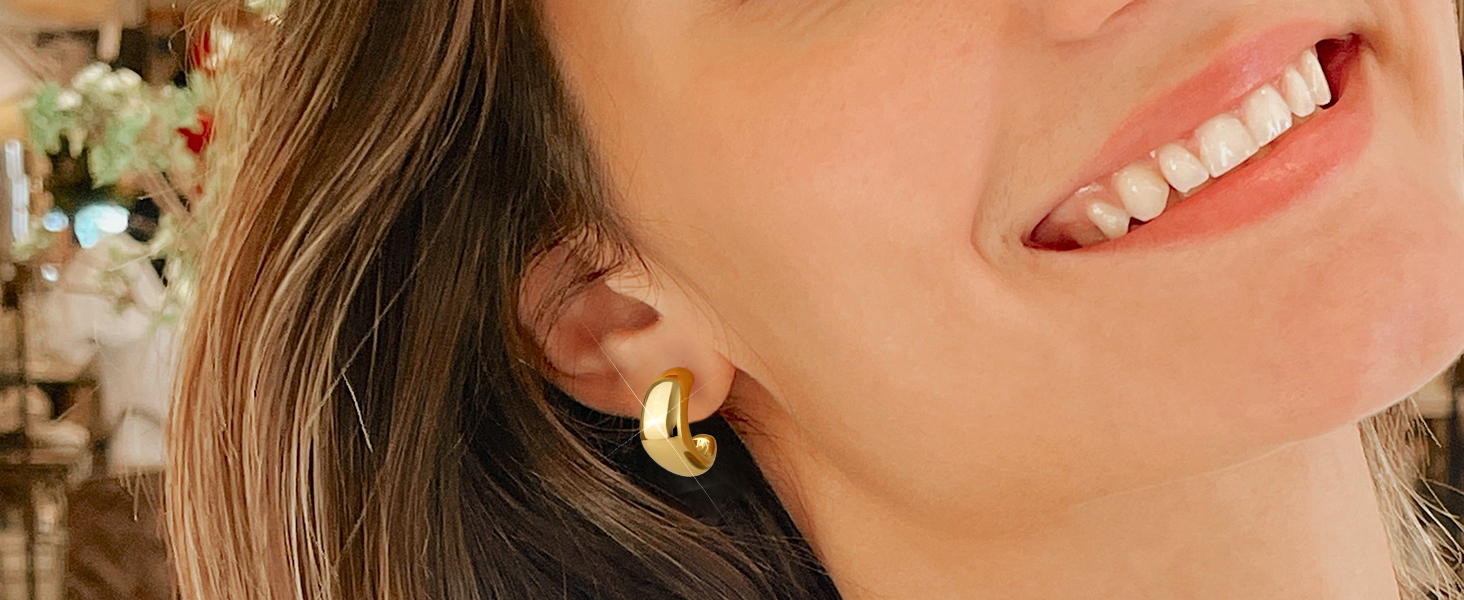 gold chunky hoops earrings