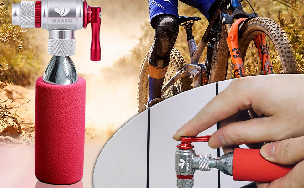 CO2 Inflator with Insulated Sleeve Quick & Easy Presta and Schrader Valve Compatible