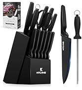 KITCANIS Knife Set - 15 Pieces Kitchen Knife Block Set with Built in Sharpener, Stainless Steel G...