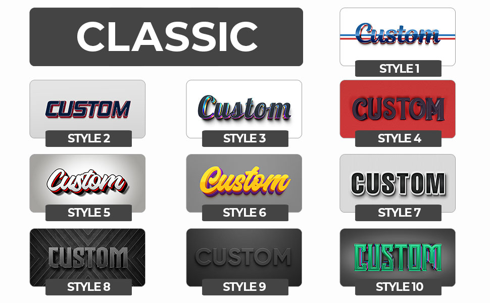 Custom Name License Plate + 4 Black License Plate Screws