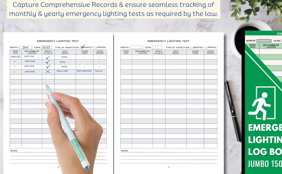 Emergency Lighting Log Book Jumbo 150 Page (A4) Emergency Light