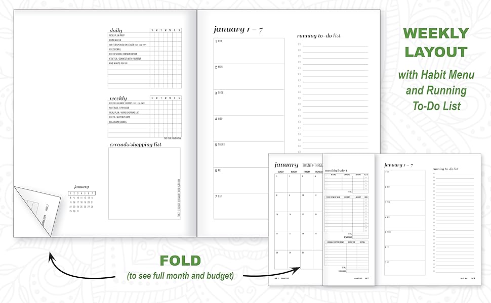 Weekly Layout with Habit Menu and To-Do List