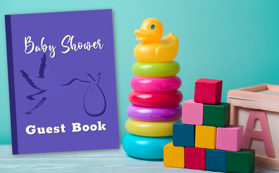 Baby Shower Guest Book “Blue or Pink, What Do You Think?” Neutral taupe guest log with plenty