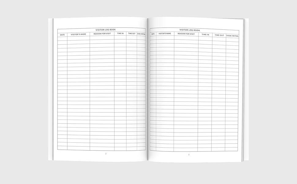Visitor Log Book Guest Sign In and Sign Out Register for Offices and