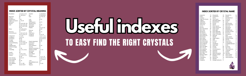 Usefull indexes to find crystal meaning and crystal names