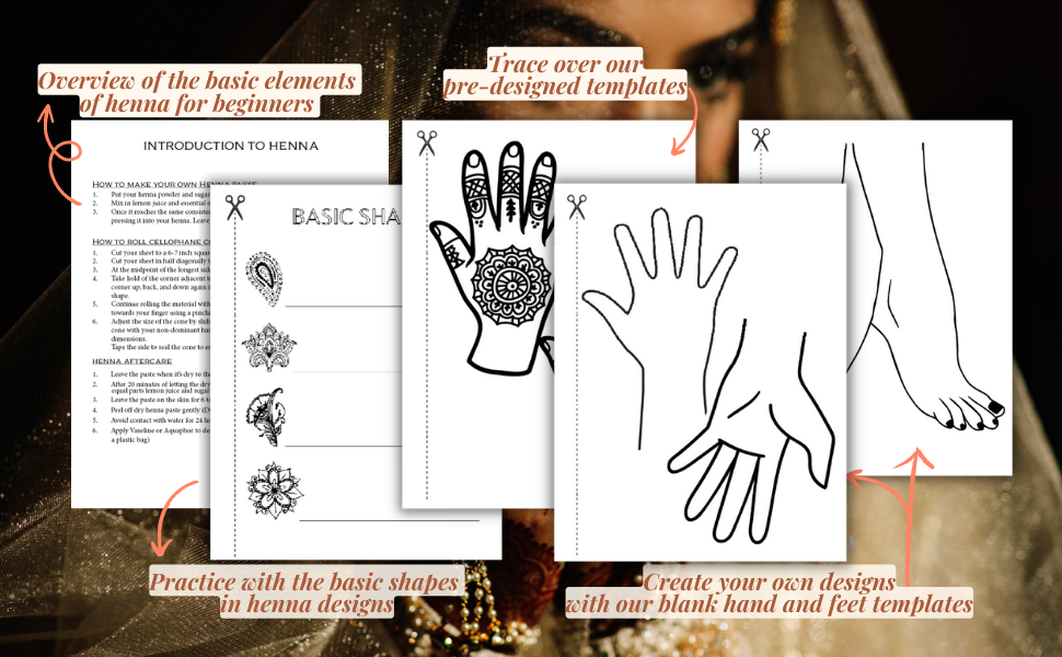 Henna Design Practice Book 9 Traceable Henna Designs to Practice, 24