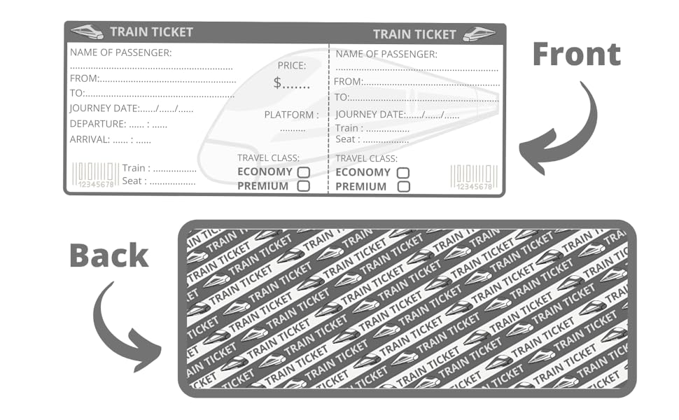 Railway Ticketing Book Includes 100+ cutfillplay blank tickets for