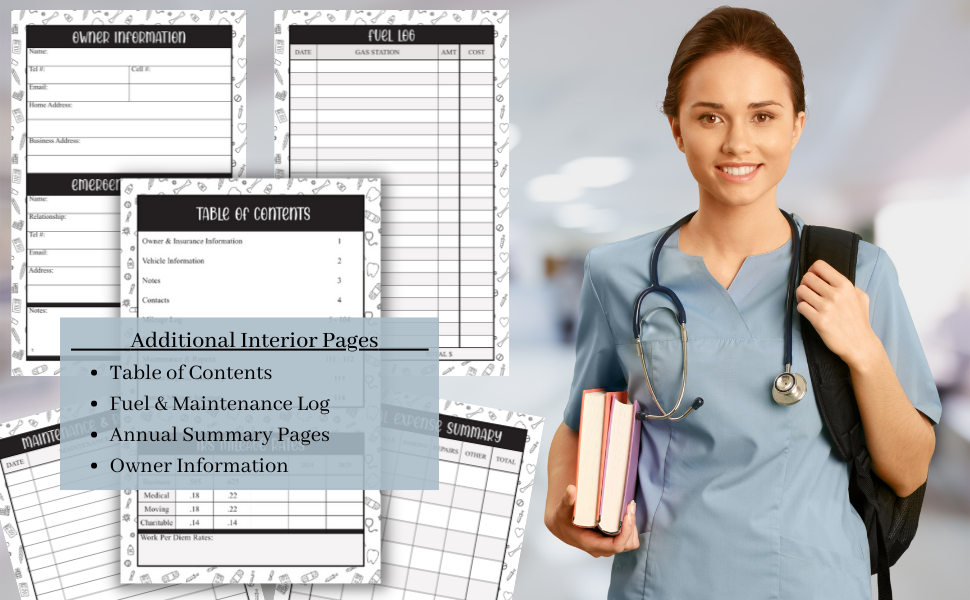 Mileage Log Book for Nurses Perfect for hospice worker, home healthcare aide or home visit