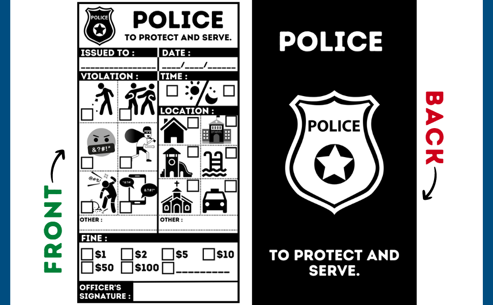 Police Ticket Book pretend police tickets for kids police officer