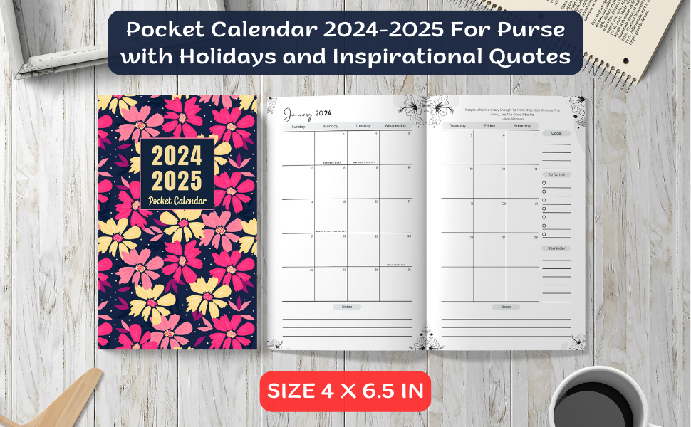 Pocket Calendar 20242025 For Purse Two Year Planner Calendar Schedule