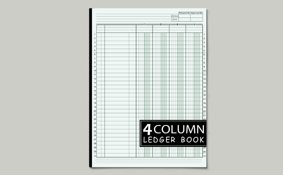 4 Column Ledger Book Large Simple Four Column for Bookkeeping and Accounting Log