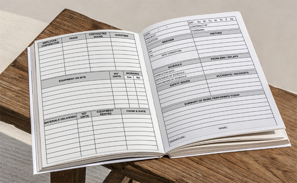 Construction Superintendent Daily Log Book Construction Site Managers