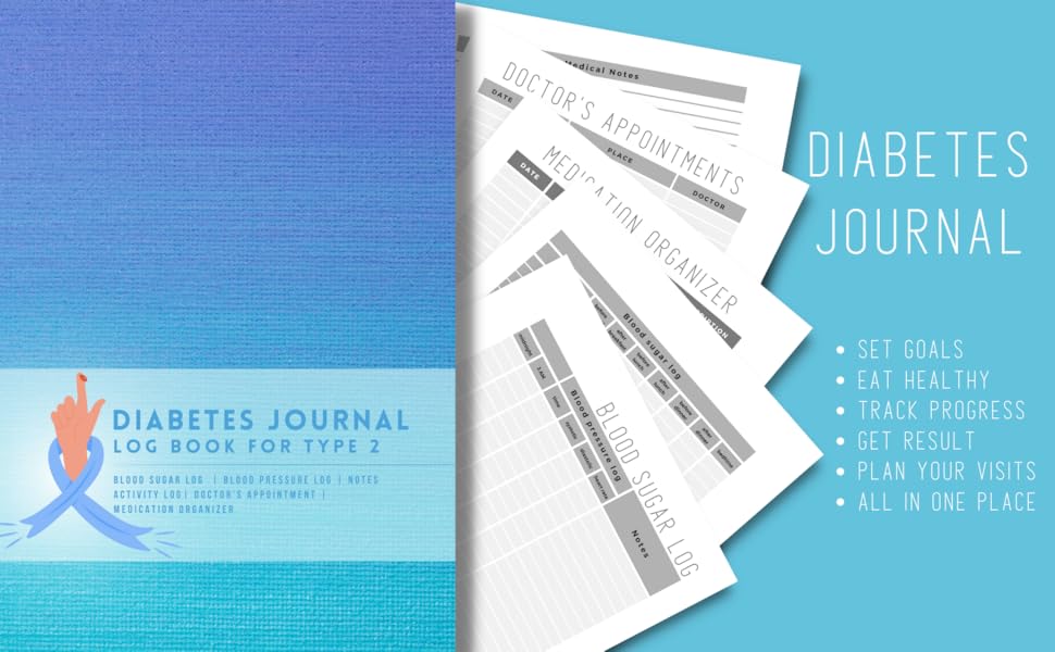 Diabetes Journal, log book for type 2 For Tracking Blood Sugar and