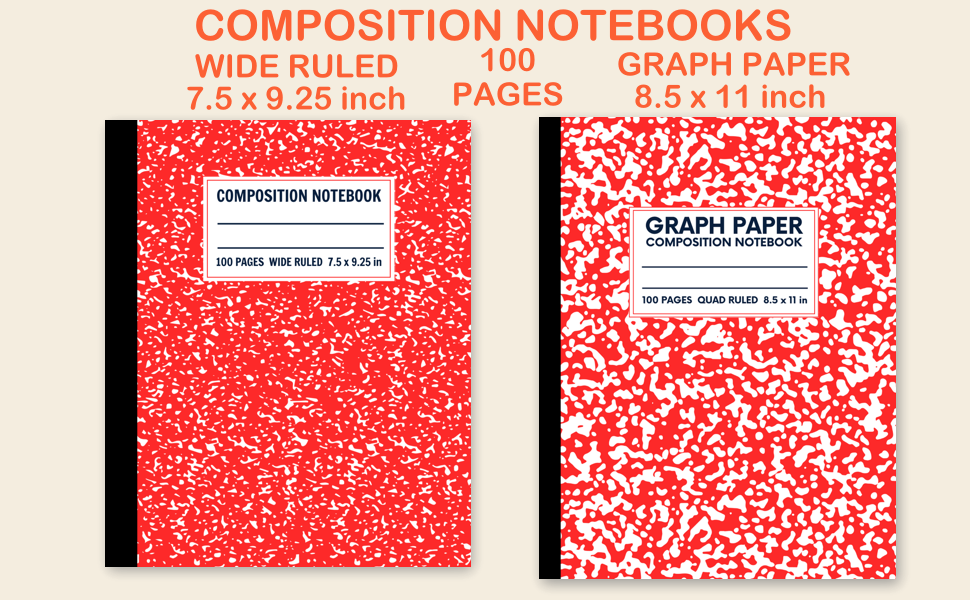 Graph Paper Composition Notebook Marble red pattern Quad Ruled Grid