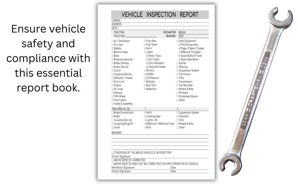 Driver Vehicle Inspection Report Book: Daily Vehicle Inspection Checklist Log Book