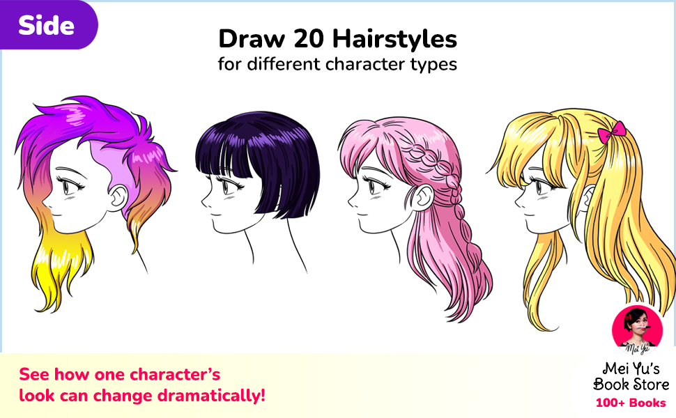 4 different full-colored hairstyle designs included in this book