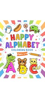 Happy Alphabet: Cute And Fun Things & Animals Coloring And
