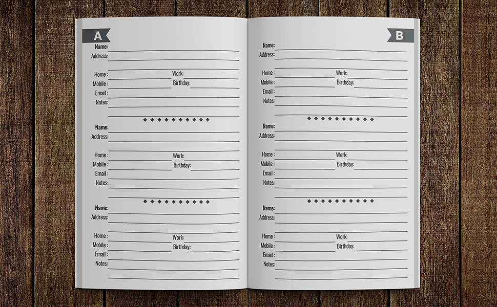 Address Book Small Personal Address Book with Alphabetical Index