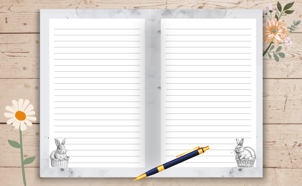 Bunny Journal Notebook Rabbit Notebook With Adorable Cute Bunny