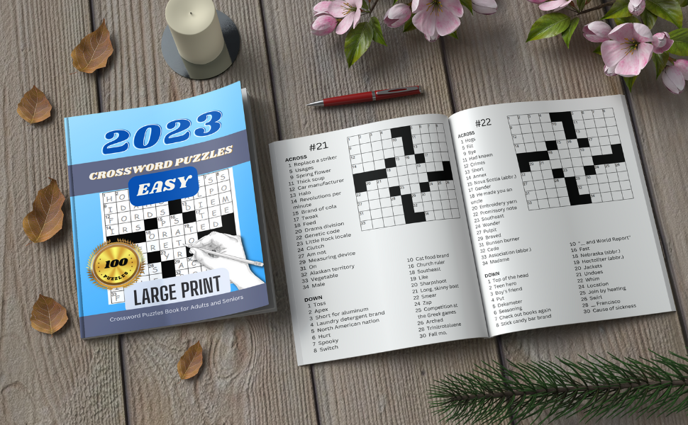 2023 Easy Crossword Puzzles Book for Adults and Seniors Large Print