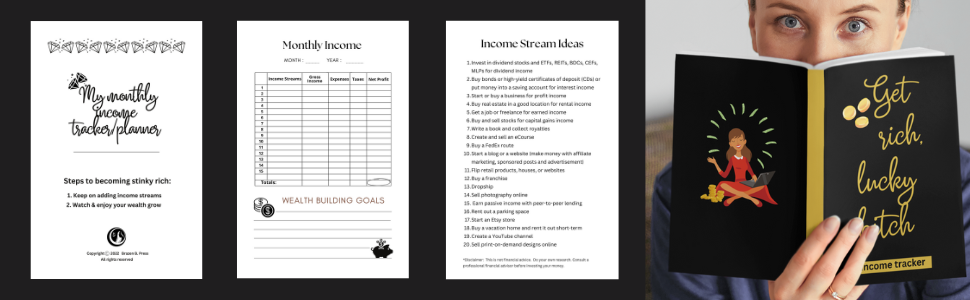  monthly income record book for investors bloggers freelancers small business