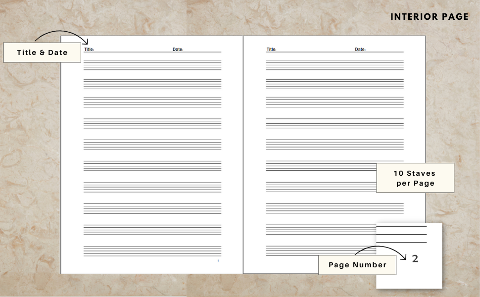 Music Notebook with Music Notation Guide Manuscript Paper Wide Staff