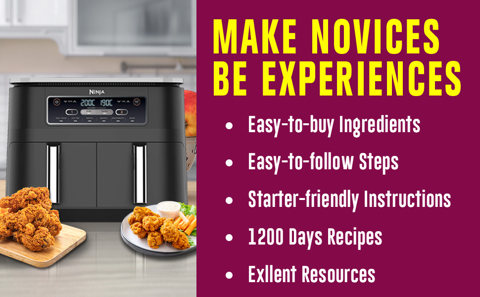 Ninja Dual Zone Air Fryer Cookbook 2023 1200 Days Super Easy